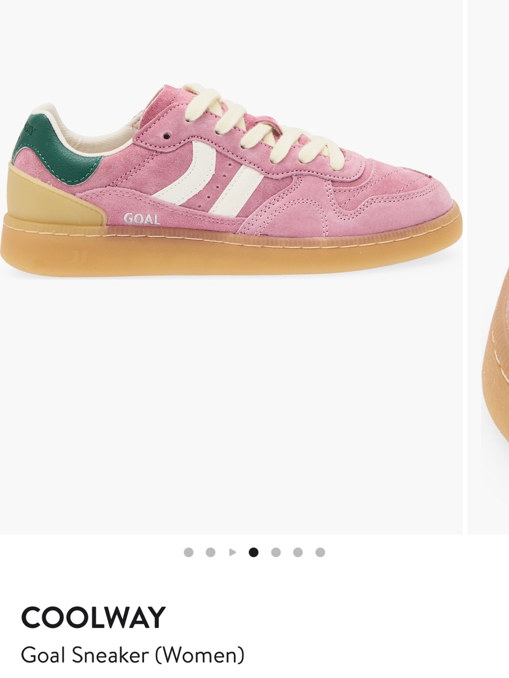 Coolway Pink Suede Sneakers with Green Heel. W7/38